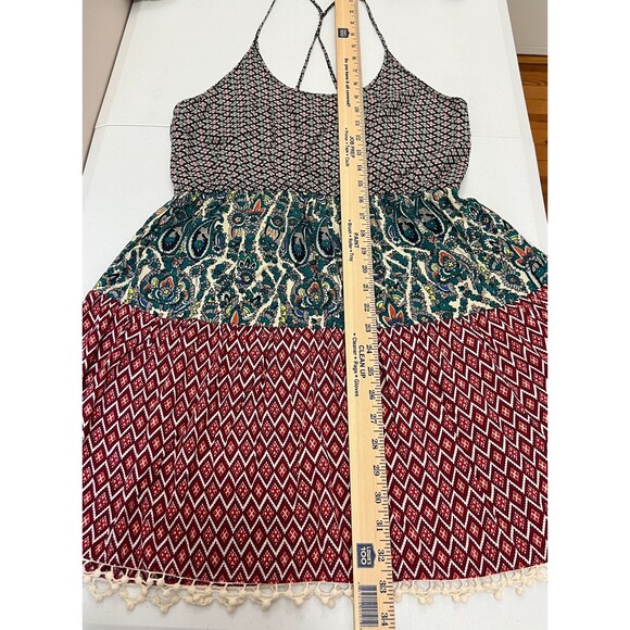 Umgee Women's Floral Boho Tiered Dress Green Red Blue Size S - Picture 9 of 10